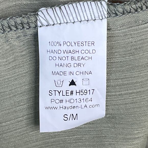 Hayden Sheer Lace Tie Front Peasant Top Olive Green Size Small Medium NWT - Picture 6 of 11